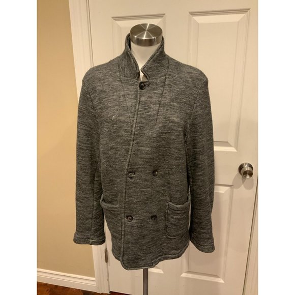 wings+horns Men's Gray Heathered Wool Double-Brea Jacket, Size XL - Picture 2 of 8